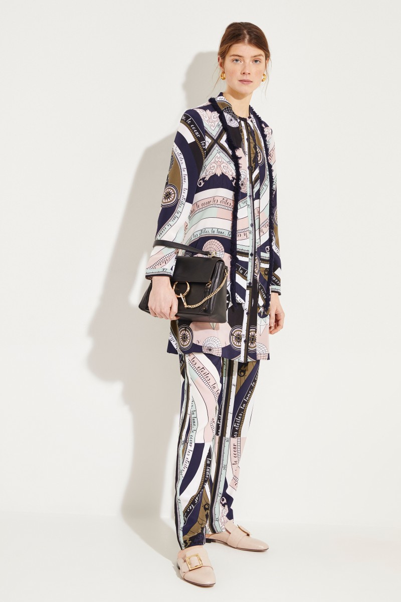 Seiden-Kleid 'Fringe Bow' mit Print Multi