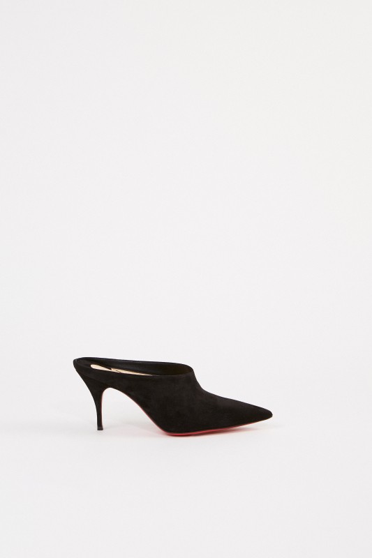 Christian Louboutin Veloursleder-Pump 'Quart 80' Schwarz