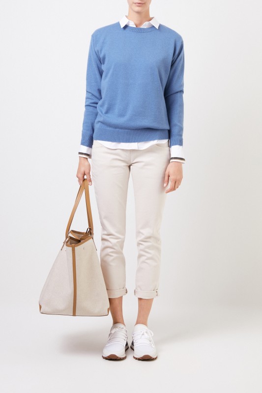 Brunello Cucinelli Klassischer Cashmere-Pullover Blau