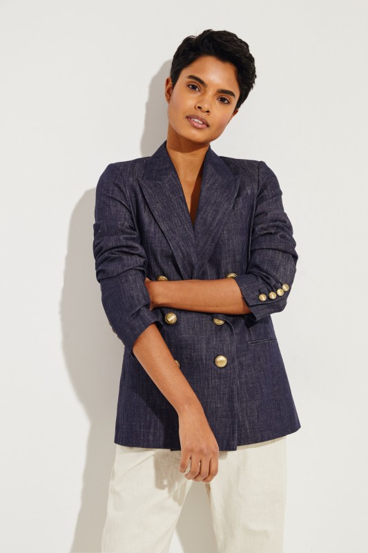 Denim-Blazer mit Logo-Knöpfen Blau