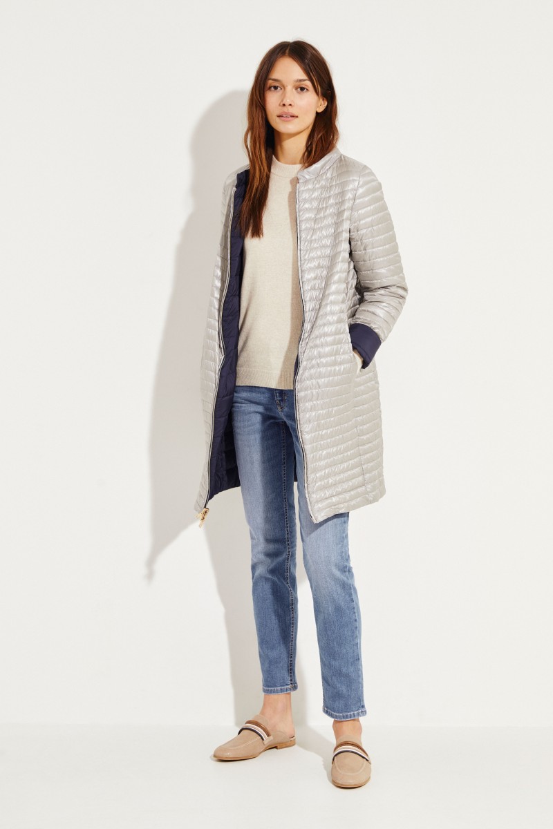 Wendbare Daunenjacke Silber/Marineblau
