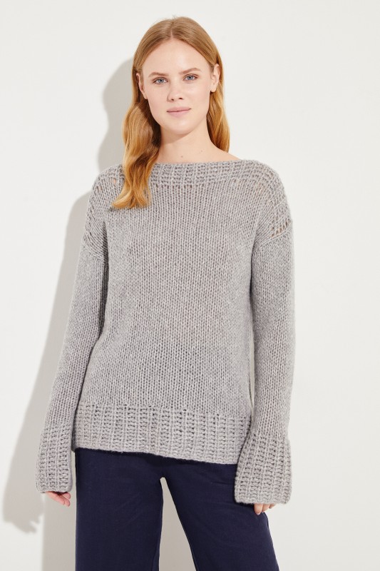 Handstrick-Cashmere-Pullover Grau