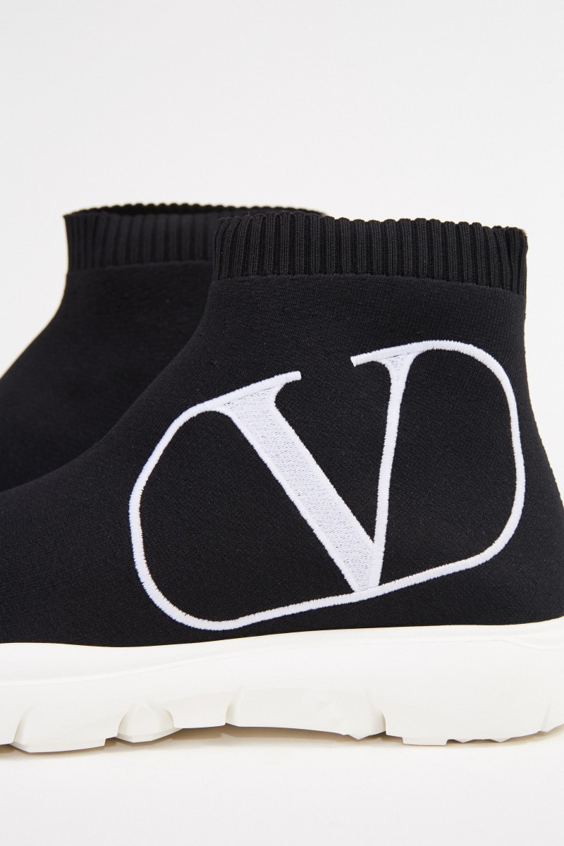 Valentino Sock-Sneaker mit Logo Schwarz/Weiß