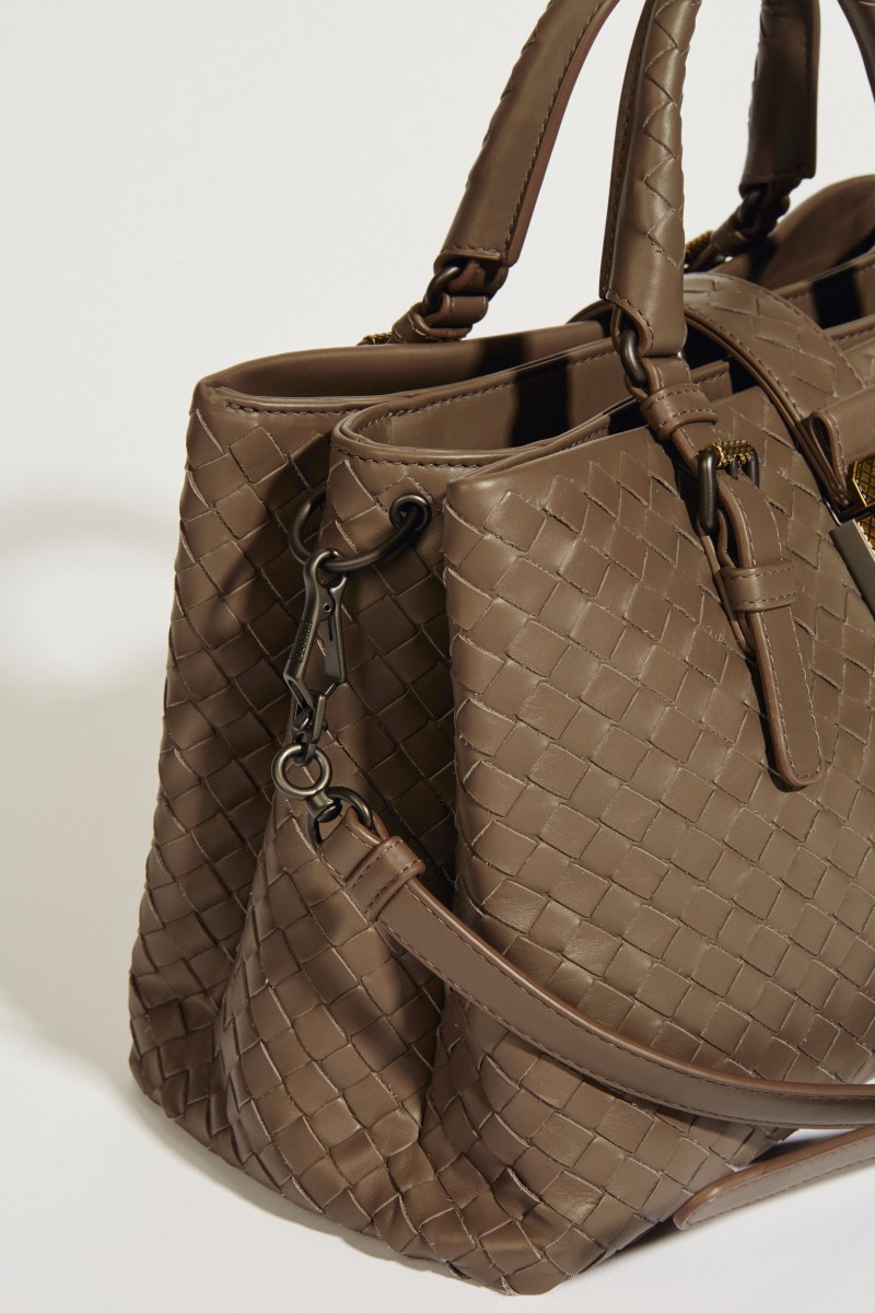 Geflochtene Tasche 'Roma Medium' Taupe