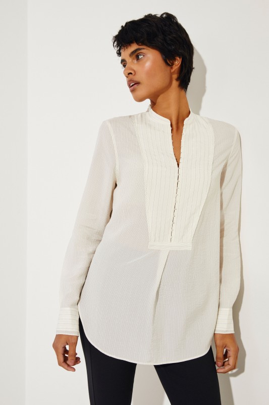 Gestreifte Seiden-Bluse 'Alfie' Beige