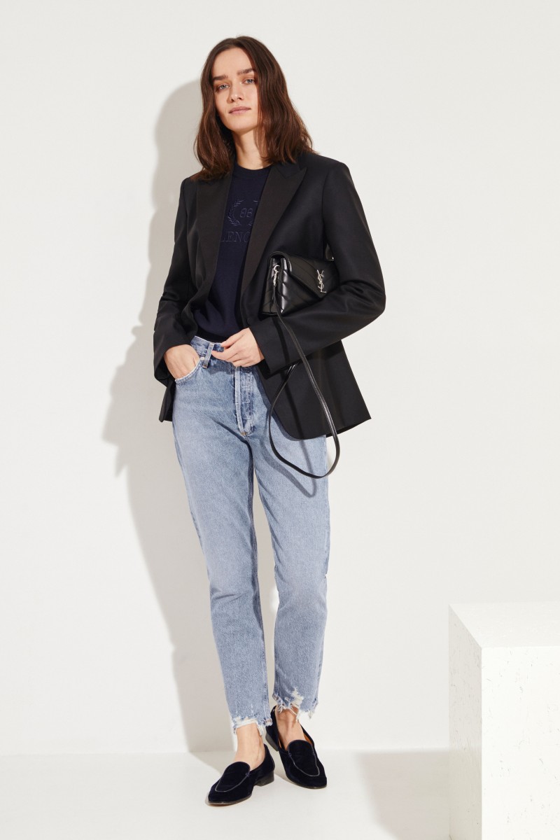 Woll-Pullover mit Stickerei Blau