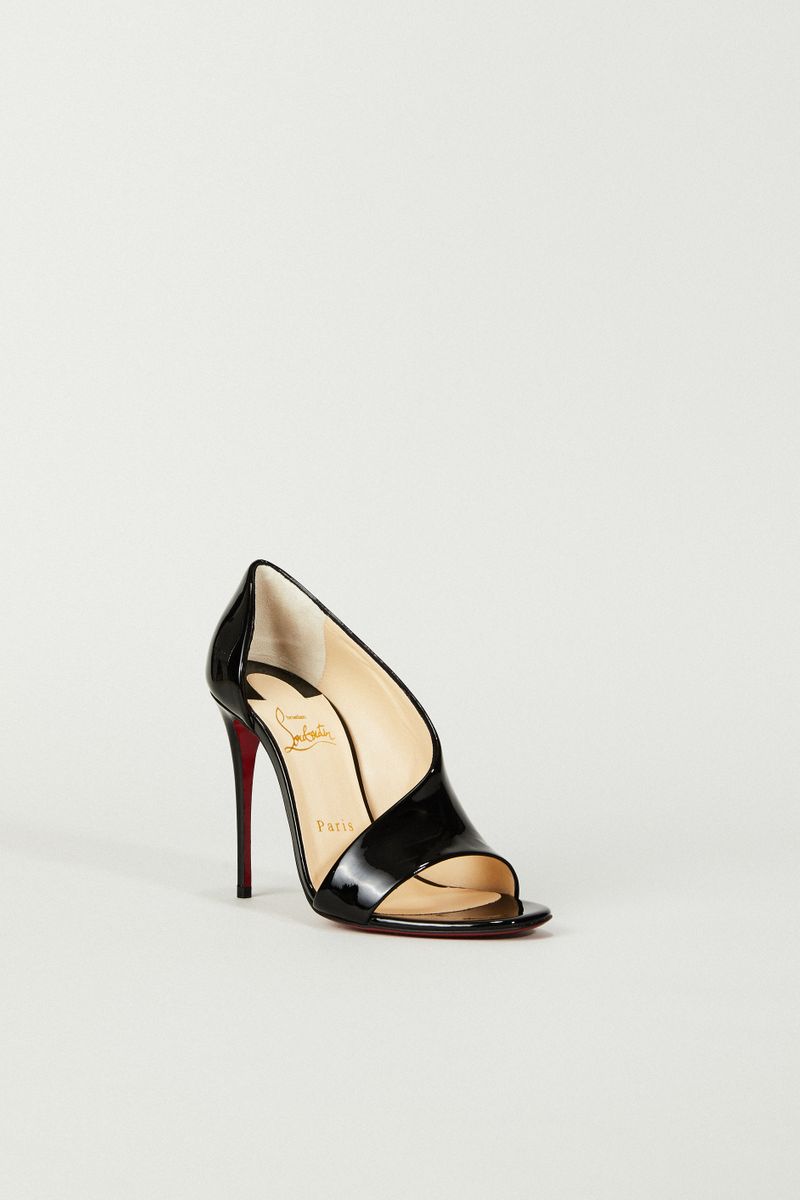 Lackleder-Peeptoe 'Phoebe' Schwarz