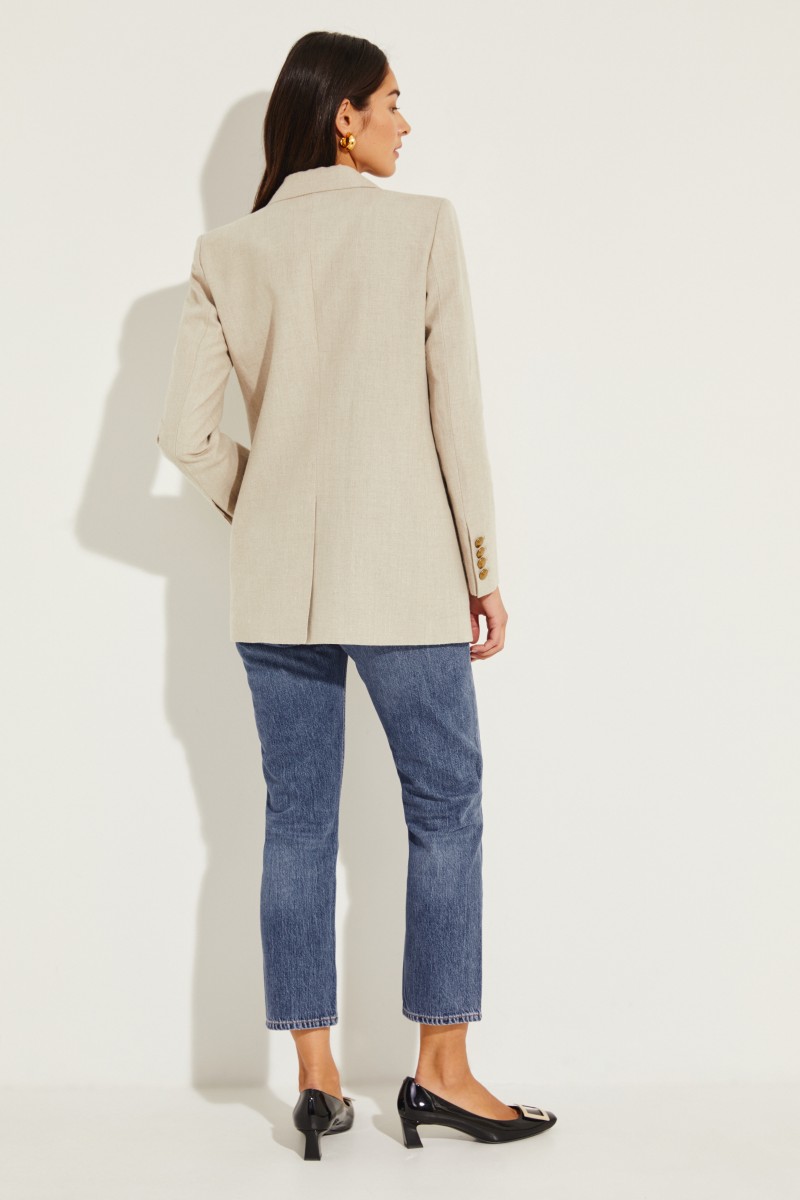 Leinen-Blazer 'Middy Sun Canvas' Beige
