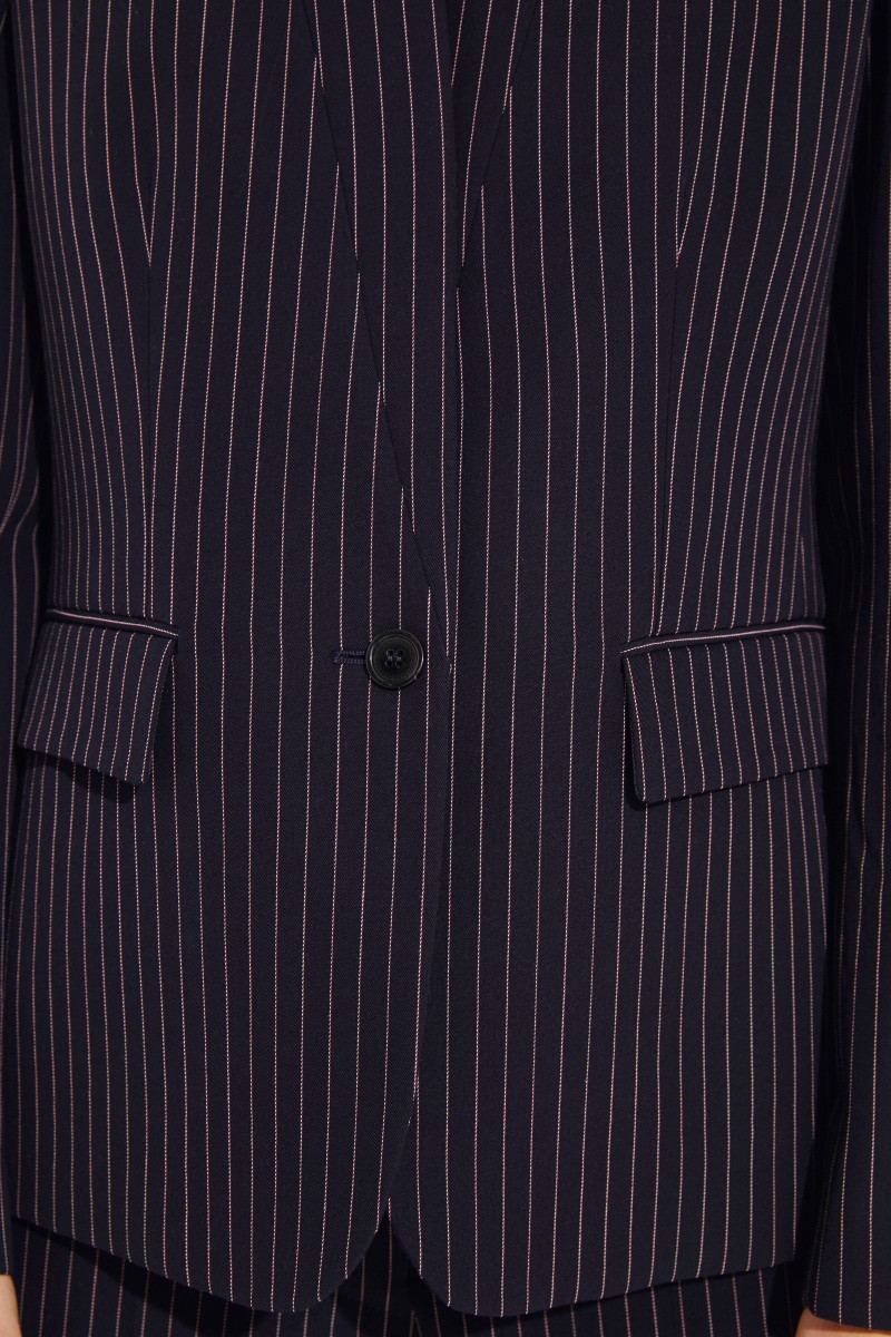 Gestreifter Wollblazer Marineblau