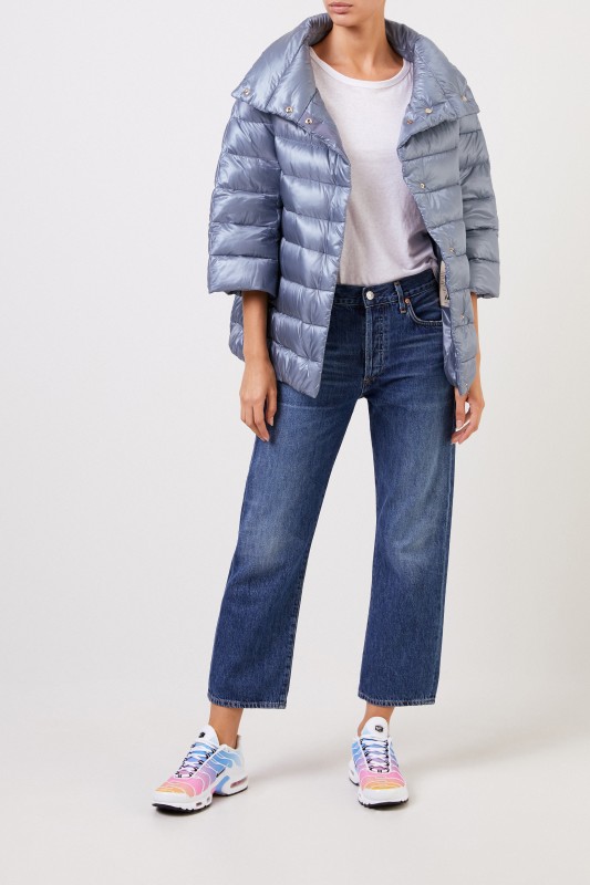 Daunenjacke mit Stehkragen Hellblau