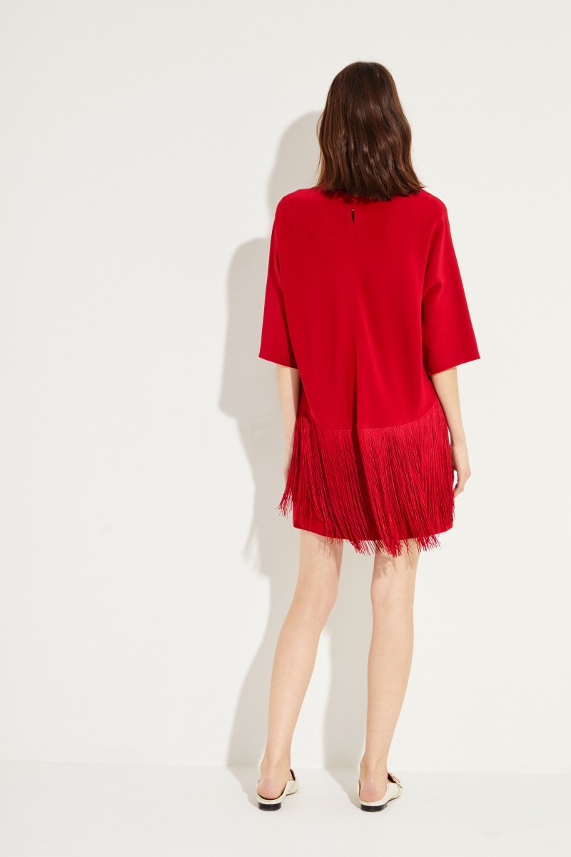 Kleid mit Fransen Bordeaux