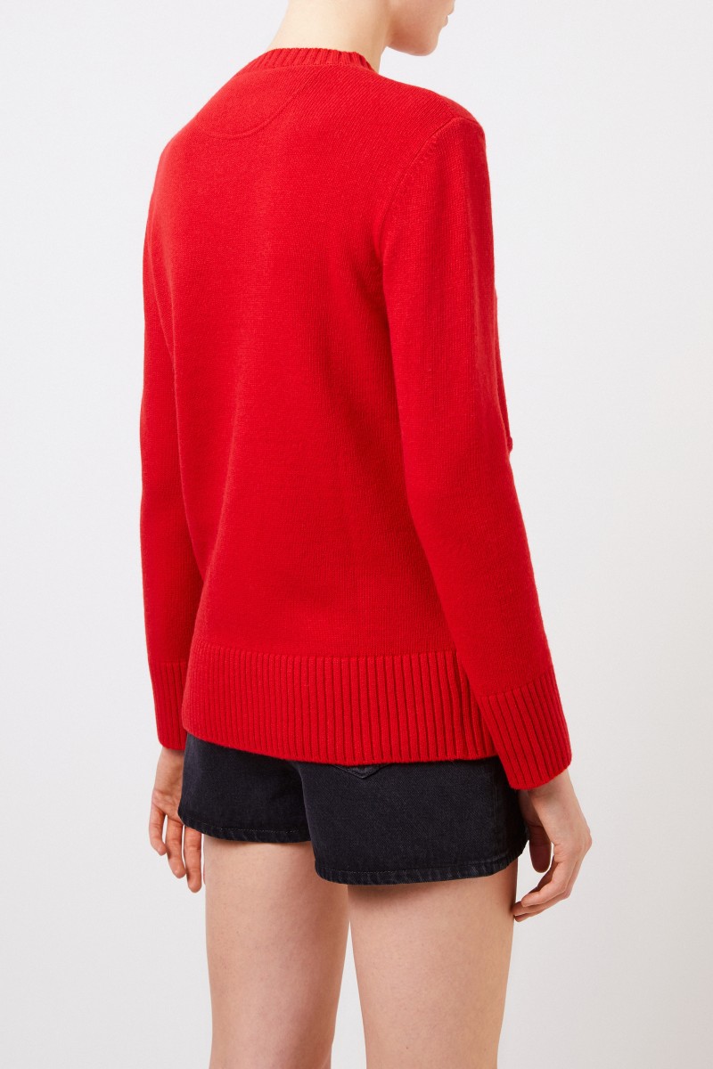 Valentino Woll-Cashmere-Pullover 'V' Rot