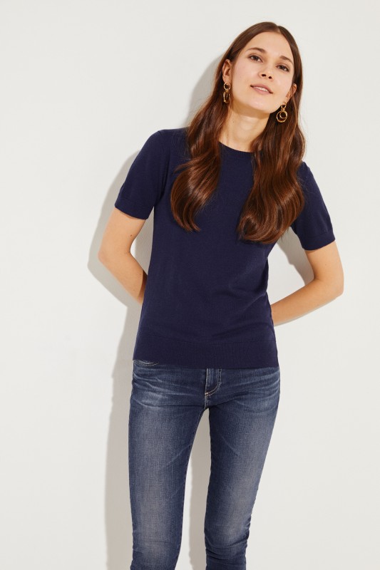 Kurzarm Pullover Blau