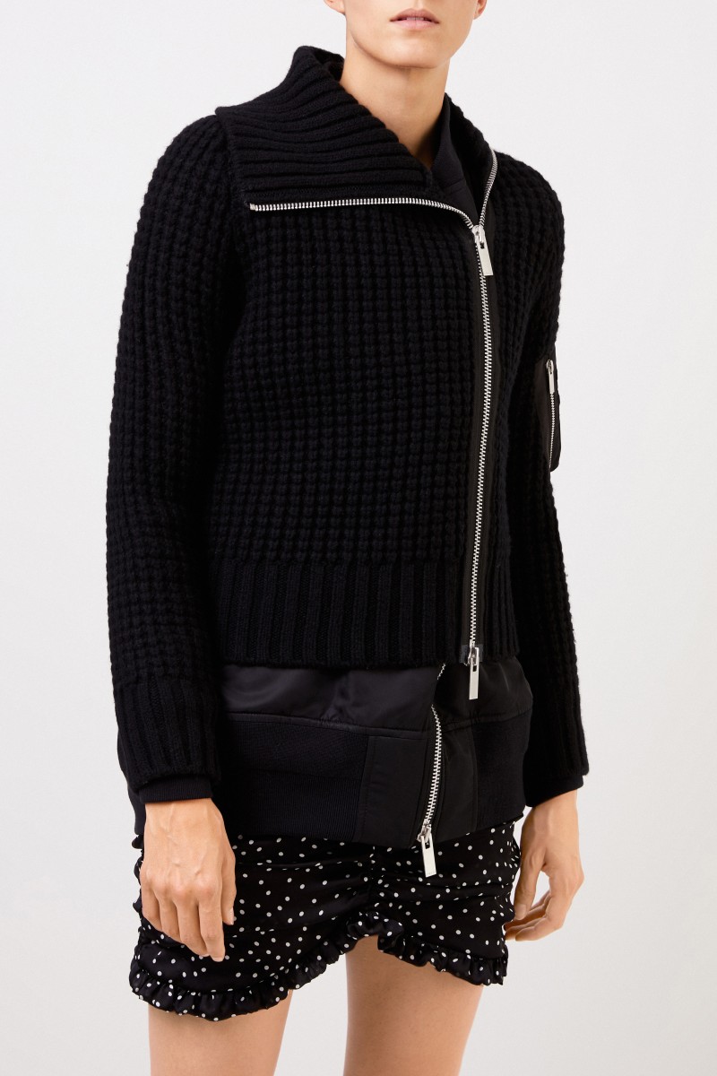Sacai Bomber-Wolljacke Schwarz