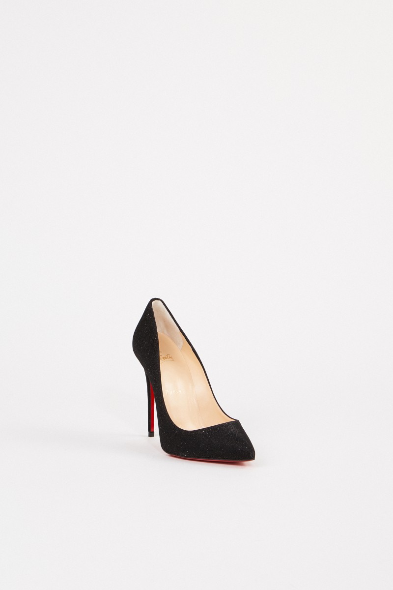 Christian Louboutin Pump 'Pigalle Follies 100 Glitter Tennis' Schwarz