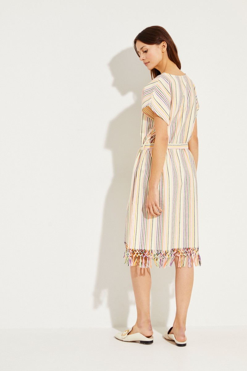 Maxi-Kleid mit Streifenmuster Créme/Multi