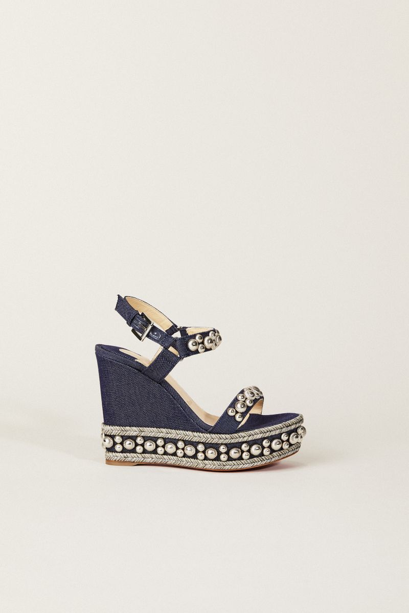 Wedges 'Rondaclou 120' mit Nietenbesatz Denimblau