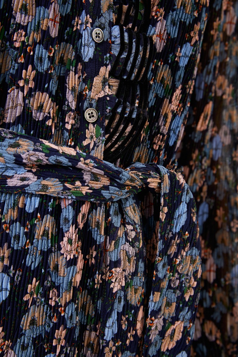 Tory Burch Plissee-Kleid mit floralem Print Blau/Multi