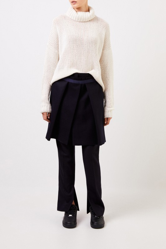 Sacai Woll-Hose mit Detail Marineblau