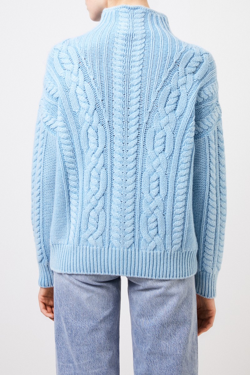 Cashmere-Pullover mit Zopfstrickmuster 'Fae' Blau
