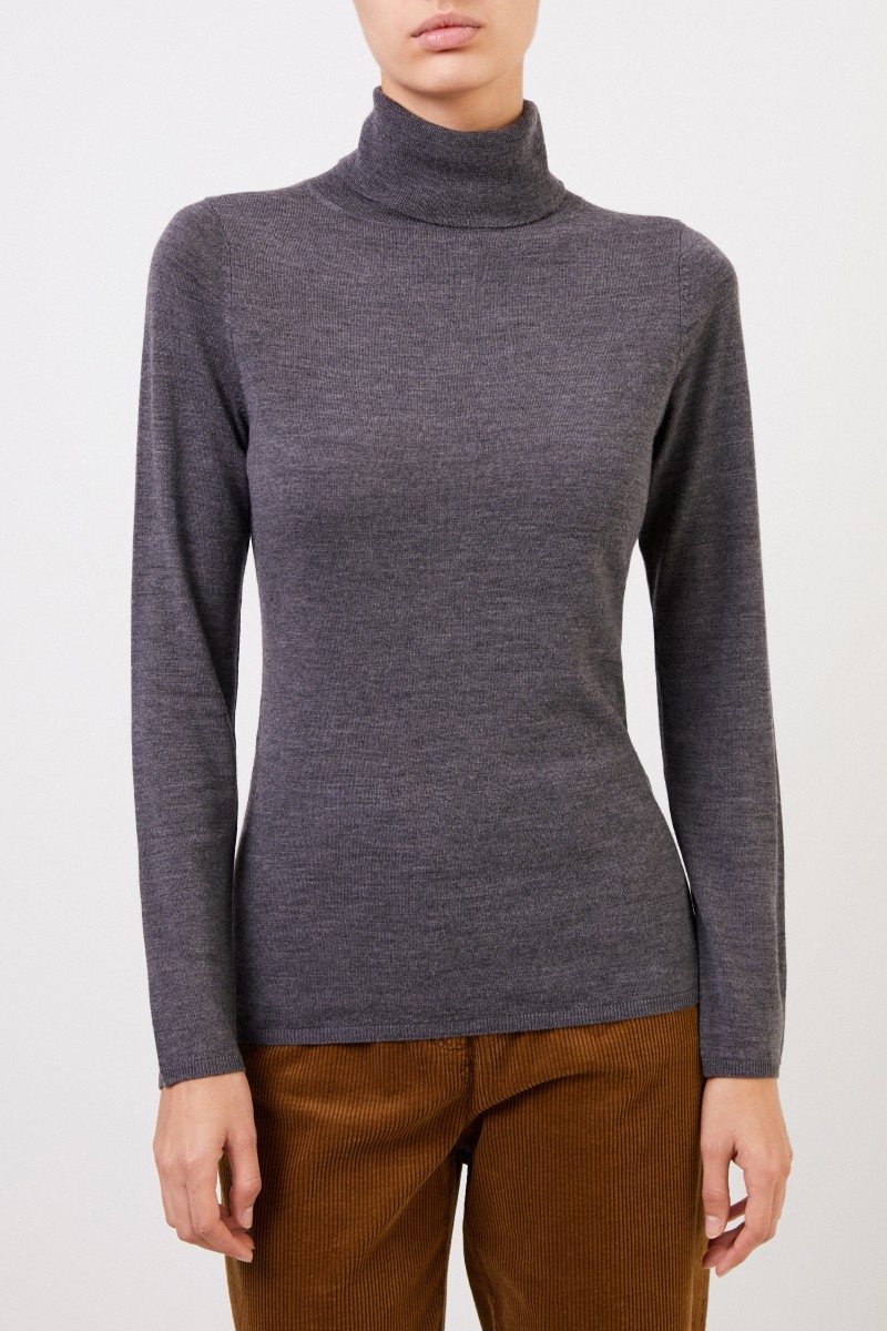 Allude Feiner Woll-Rollkragenpullover Anthrazit