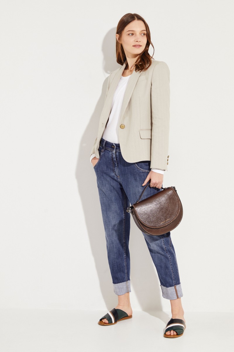 Mid-Rise Jeans mit Perlenverzierung Blau