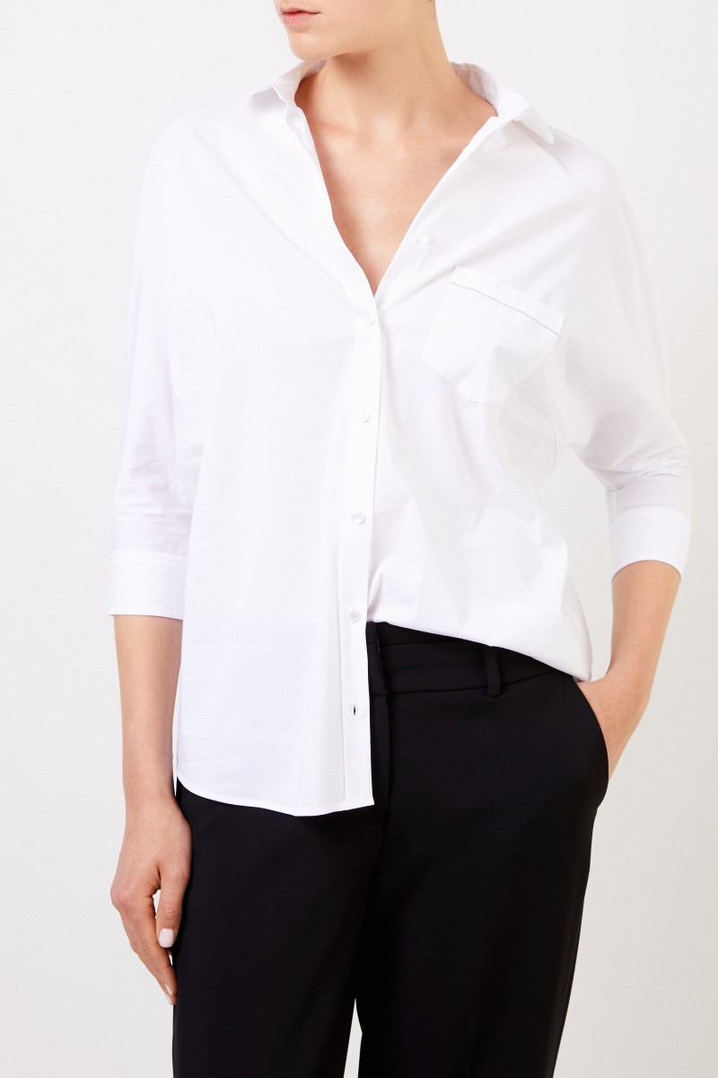 Bluse mit Perlenverzierung Weiß