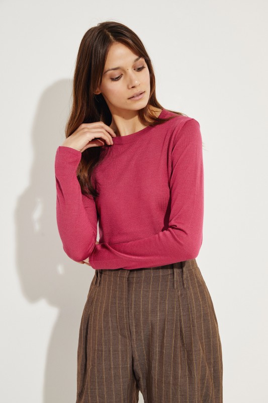 Cashmere-Seiden-Pullover Magenta