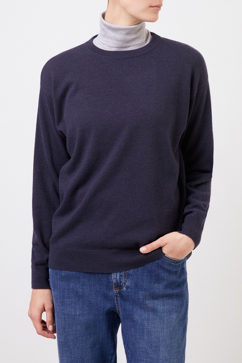 Brunello Cucinelli Klassischer Cashmere-Pullover Marineblau
