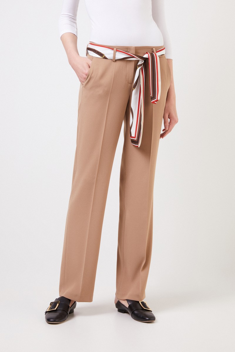 Hose 'Malice' mit Stoffgürtel Camel