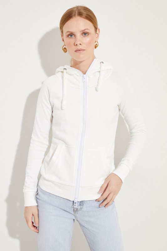 Sweatjacke mit Kapuze Écru