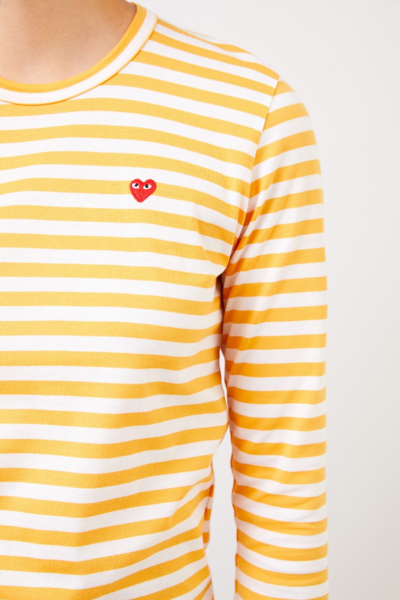 Comme des Garcons Play Gestreiftes Longsleeve Gelb/Weiß