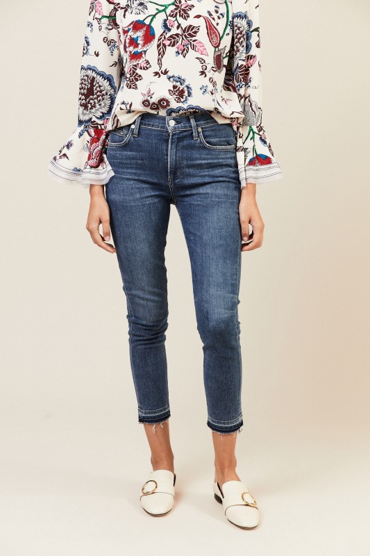 High Rise Skinny Jeans 'Rocket Crop' Blau