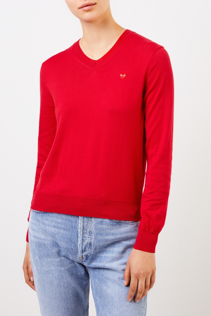 Comme des Garcons Play Woll-Pullover mit Herz-Emblem Rot