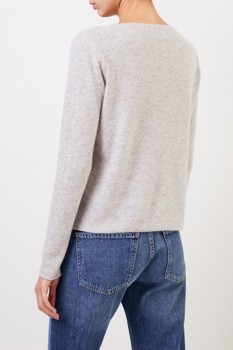 Allude Cashmere-Pullover Hellgrau meliert