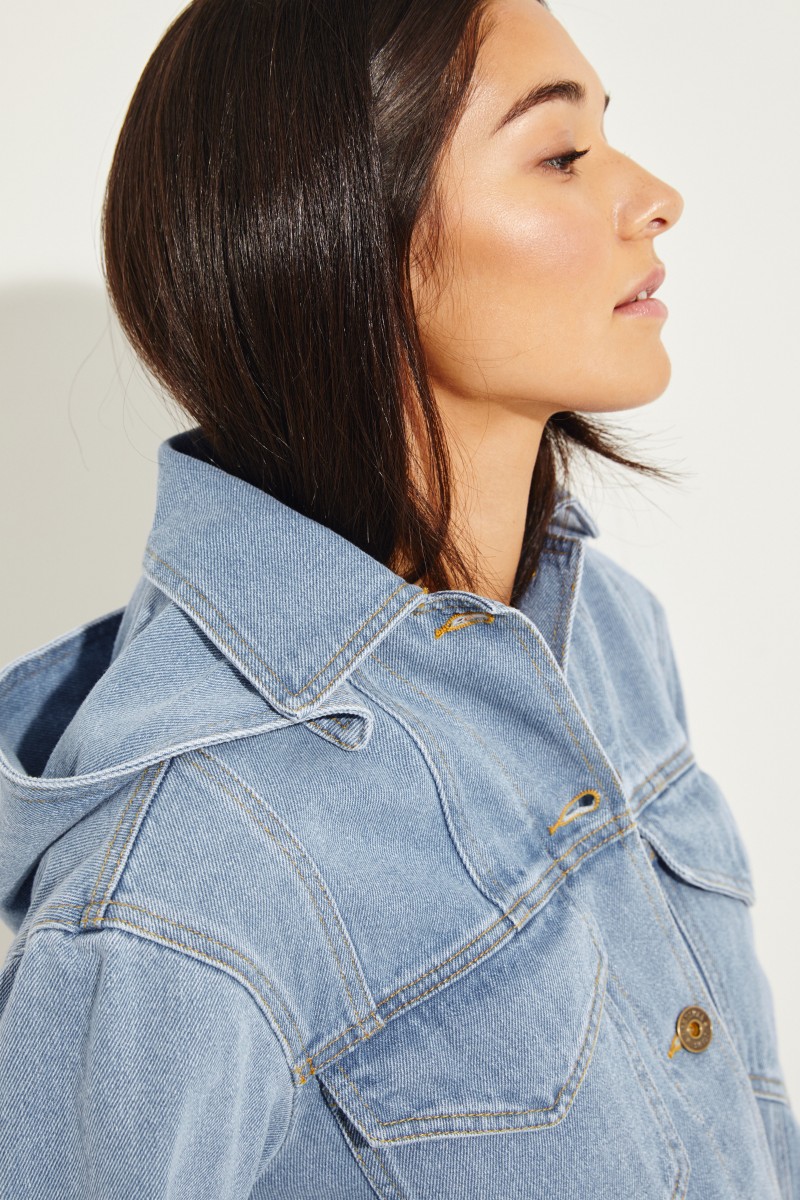 Jeansjacke 'Mijave' mit Kapuze Blau