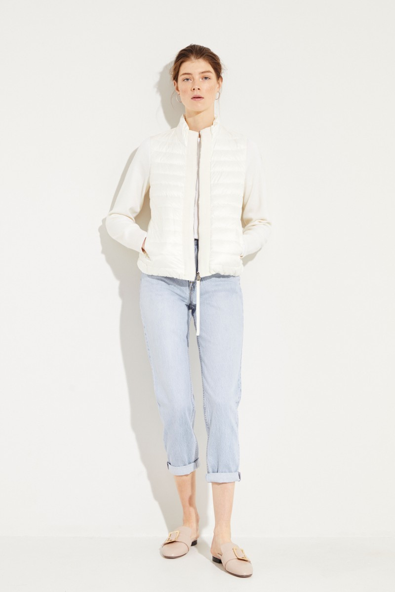 Daunen-Strickjacke Crèmeweiß