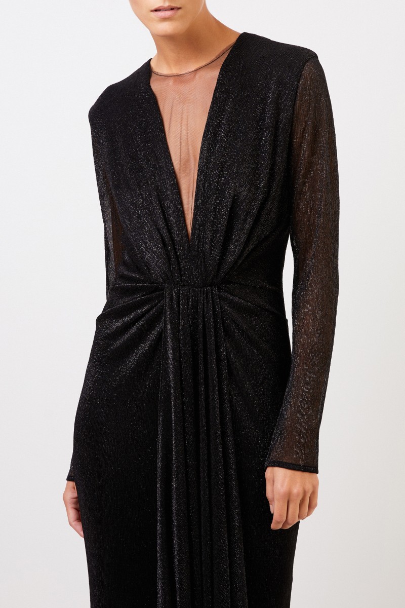 Talbot Runhof Langes Abendkleid mit Lurexdetails Schwarz