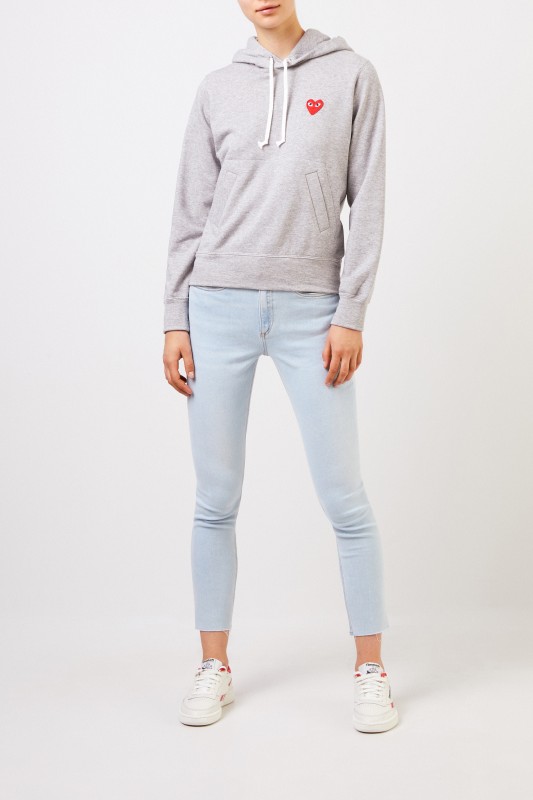 Hoodie mit Herz-Emblem Grau