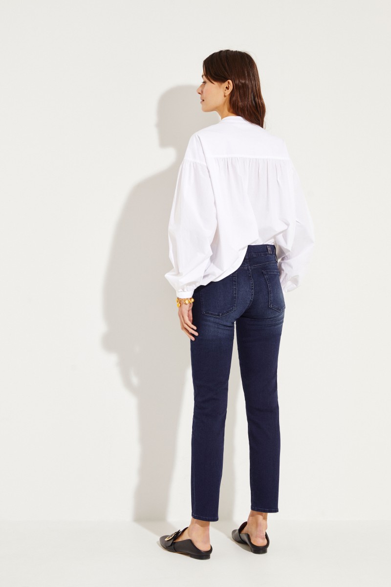 Mid-Rise Skinny Jeans 'Roxanne Crop' Dunkelblau