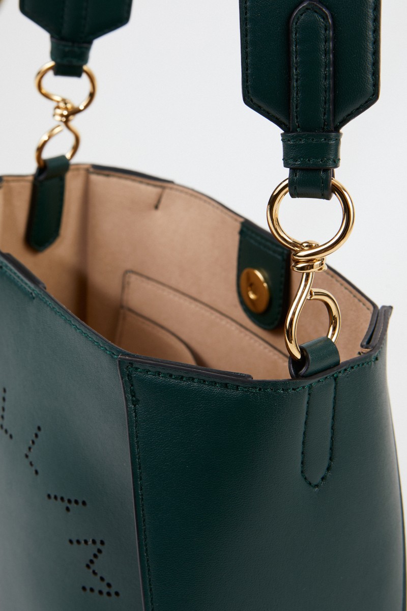 Stella McCartney Mini-Schultertasche mit Logo-Riemen Dunkelgrün