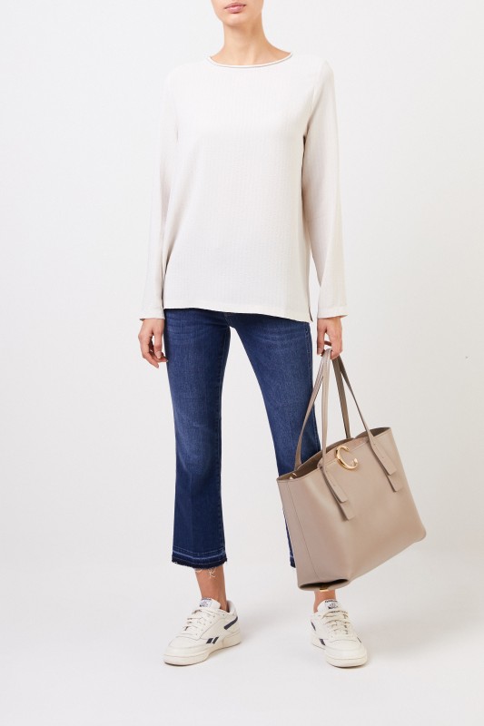 Fabiana Filippi Bluse mit Perlenverzierung Beige