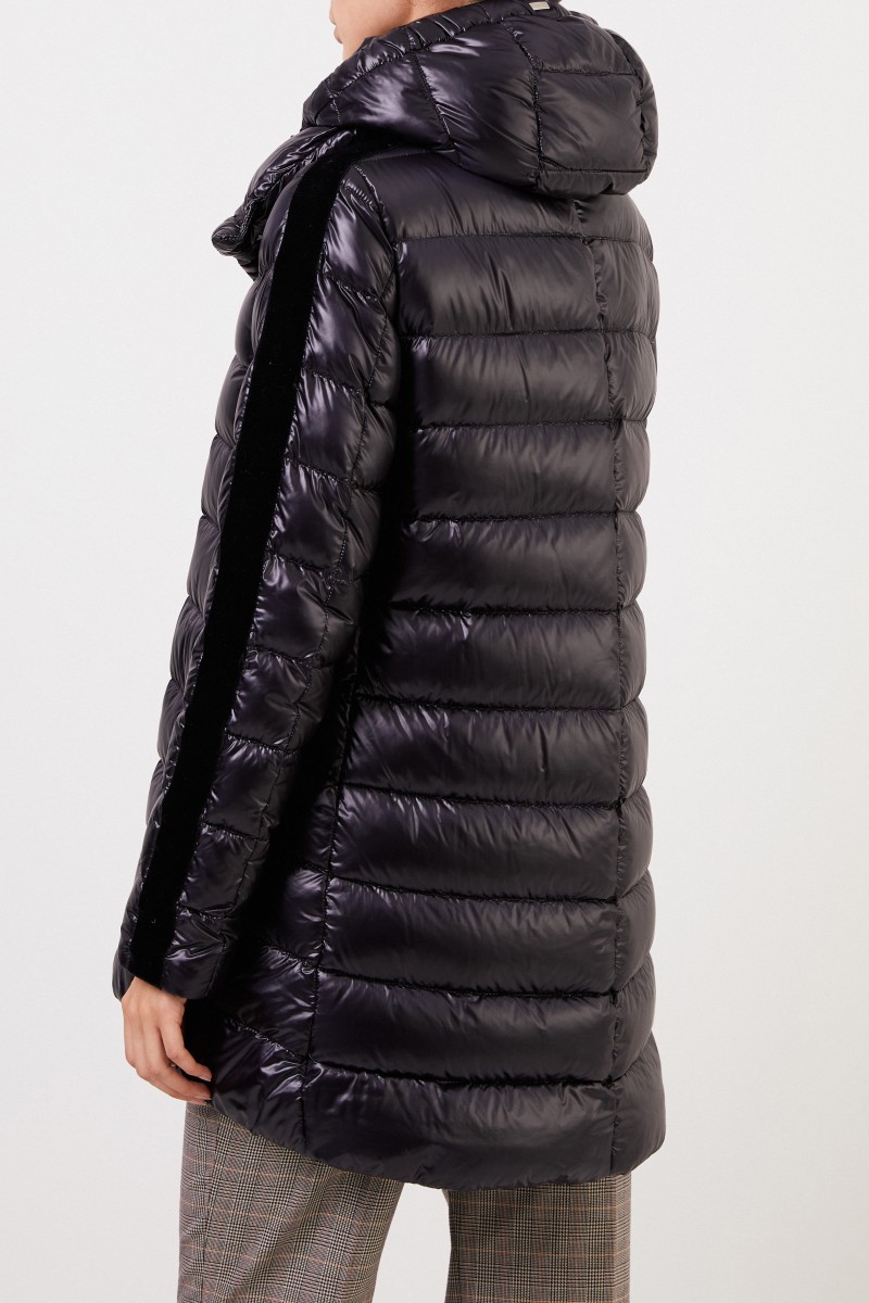 Herno Daunenmantel mit Samt-Details Schwarz
