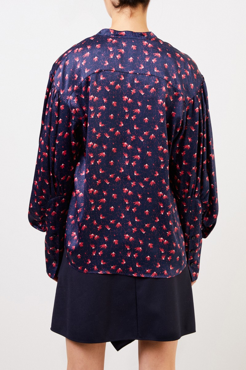 Chloé Seidenbluse mit Print Blau/Pink