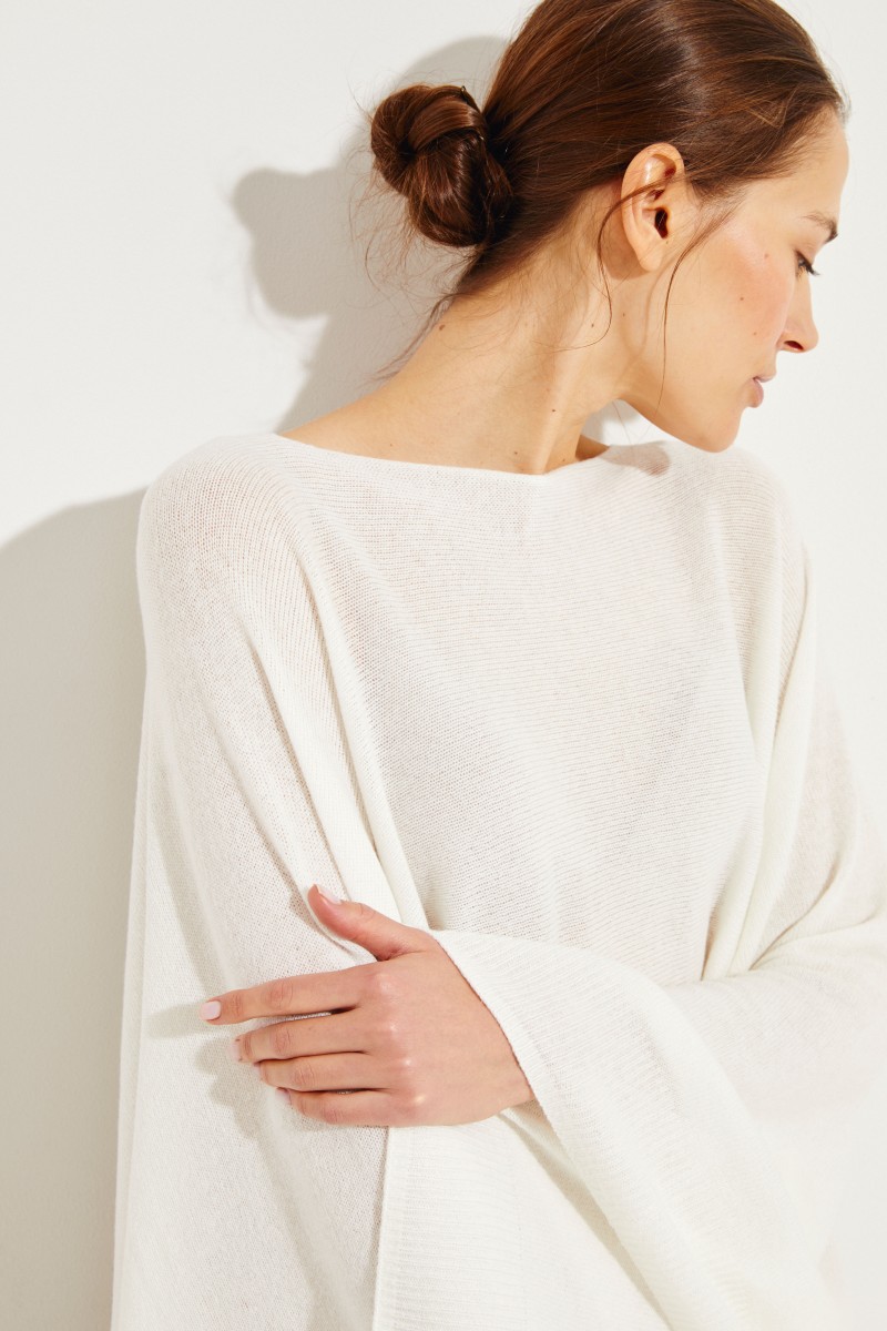 Cashmere-Poncho Créme