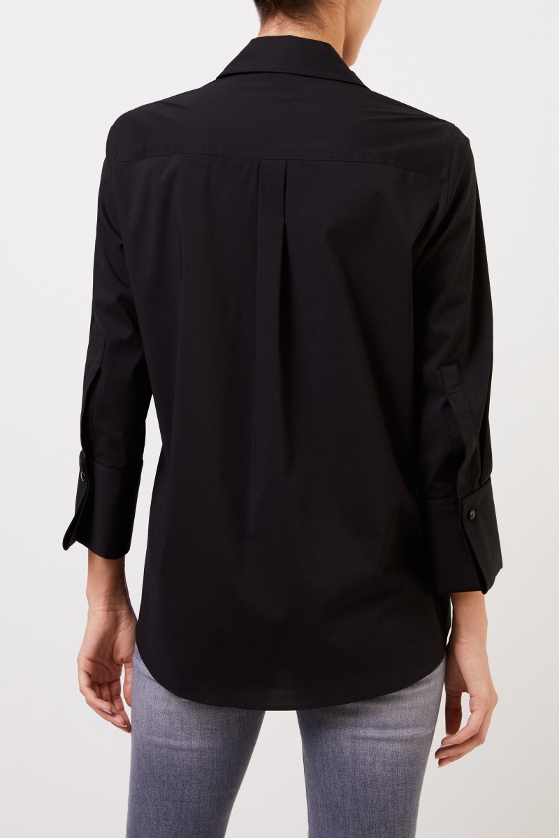 Steffen Schraut Klassische Bluse mit breiten Manschette Schwarz