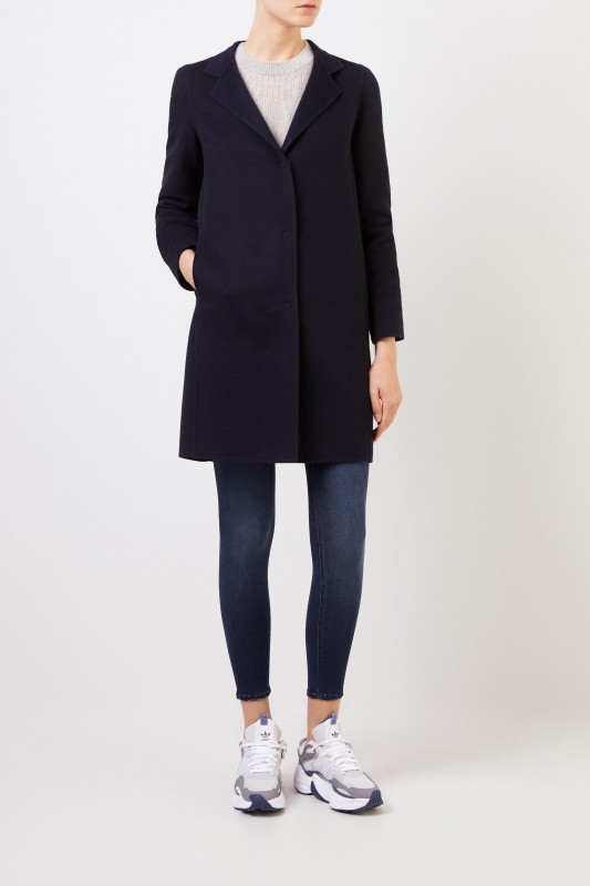Manzoni 24 Woll-Cashmere-Mantel mit Revers Marineblau