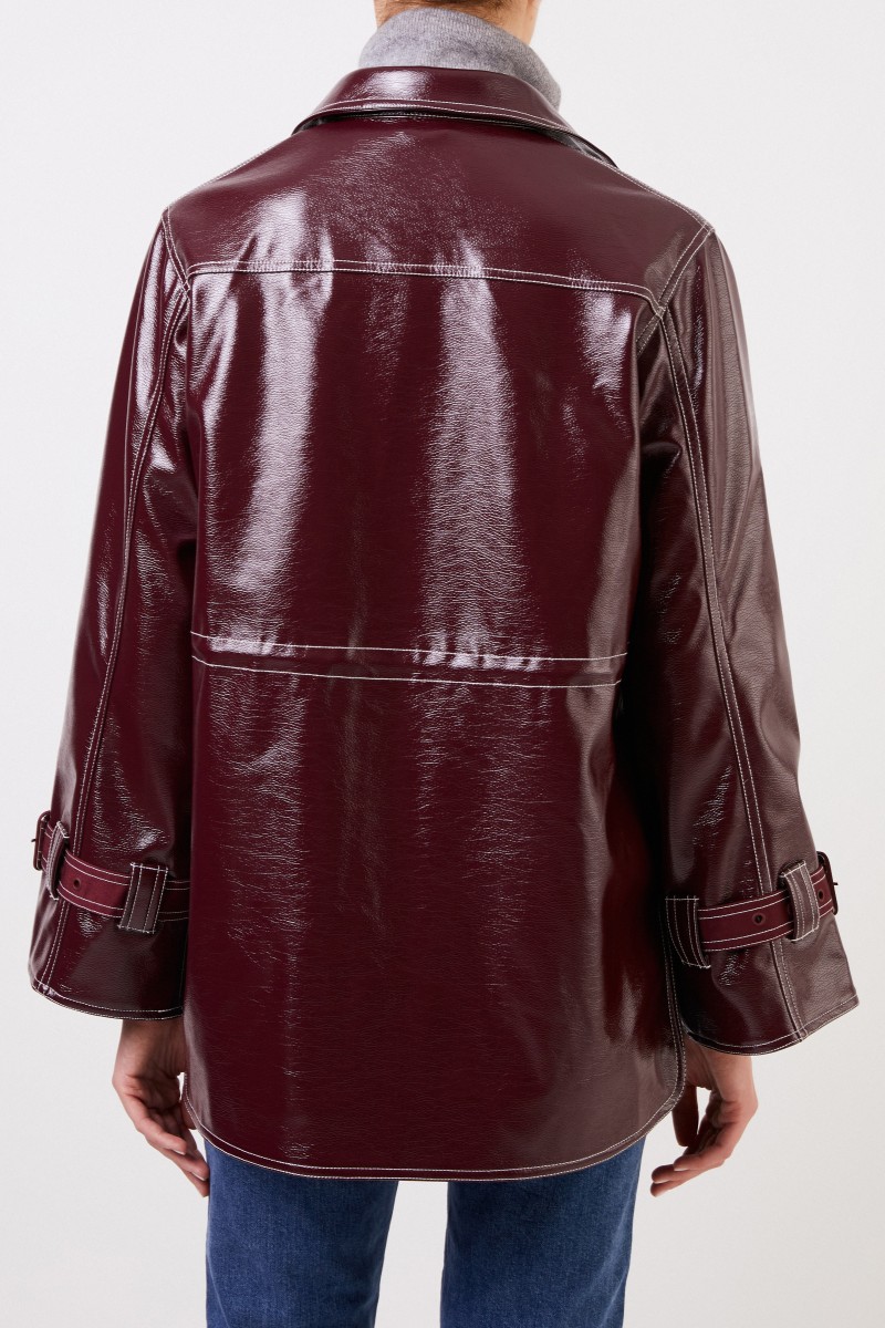 Jacke in Lack-Optik Bordeaux