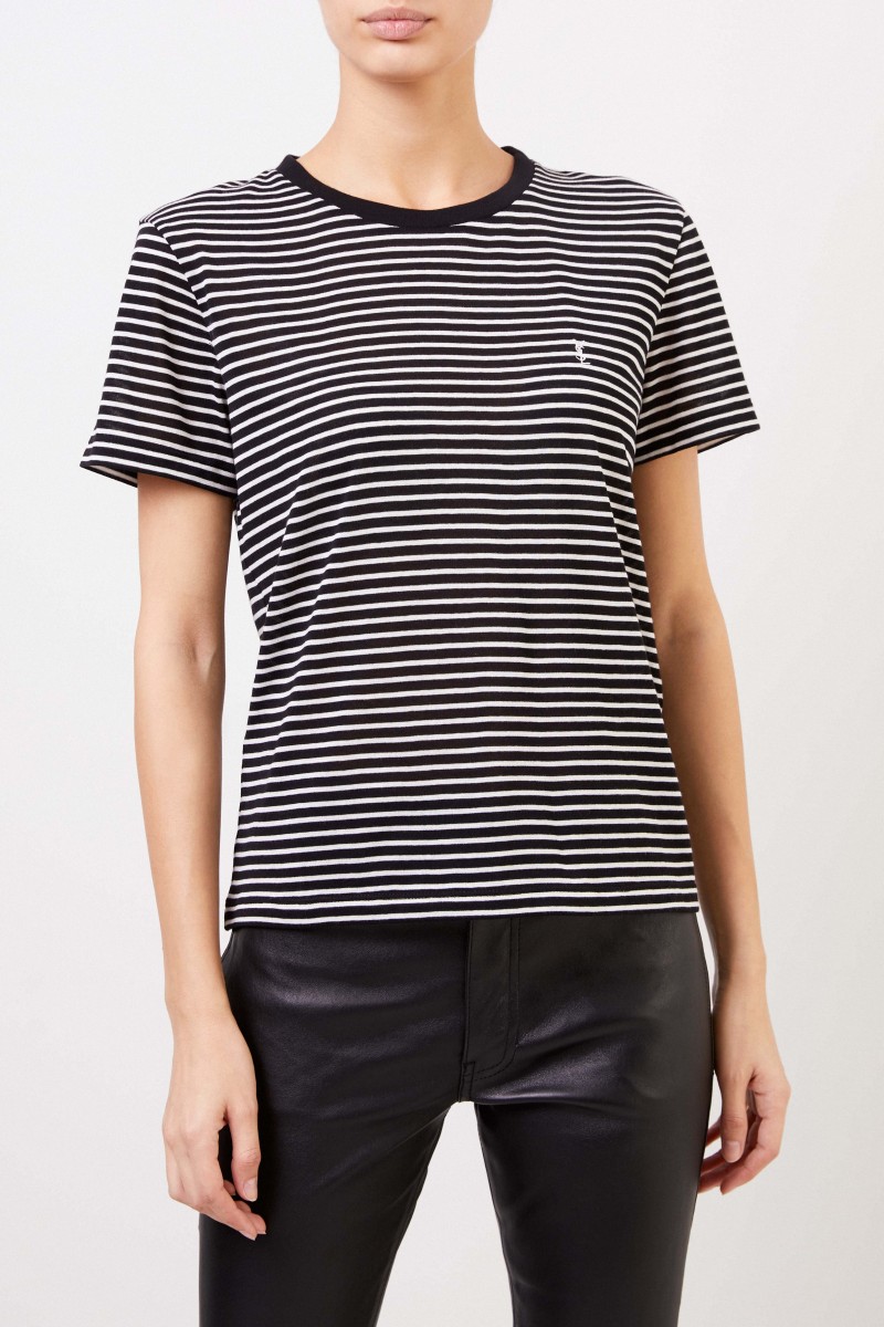 Saint Laurent T-Shirt mit Streifen Schwarz/Weiß