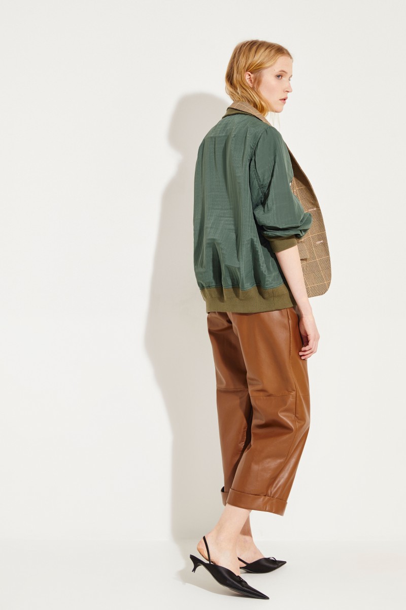 Baumwoll-Jacke mit Glencheck Beige/Oliv